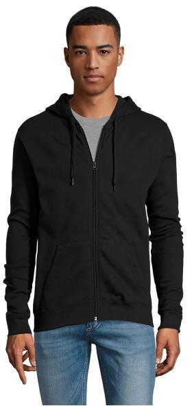 Felpa Unisex Zip Lunga c/Cappuccio in policotone Col. Nero